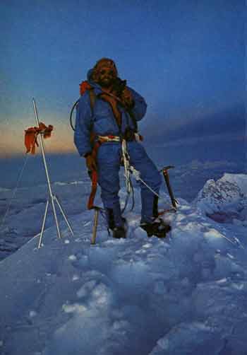 
Everest First Ascent Southwest Face - Doug Scott on Everest summit September 24, 1975 - Everest The Hard Way book
